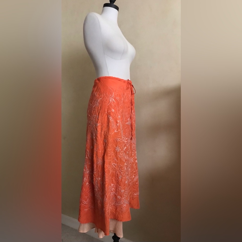 Chan Luu Silk Ballet Embroidered Skirt in Tangerine - Picture 12 of 16